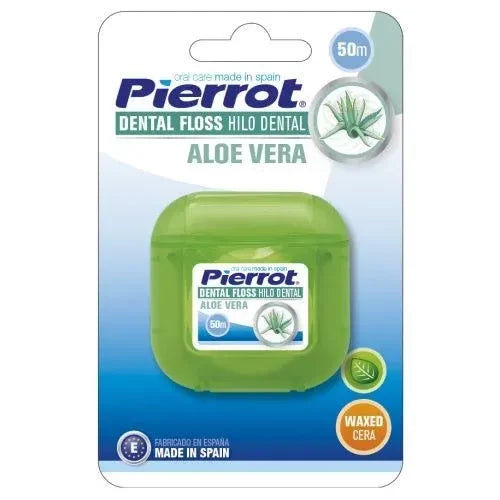 Pierrot Aloe Vera Waxed Dental Floss, Mint Flavored Interdental Cleaner, 28g