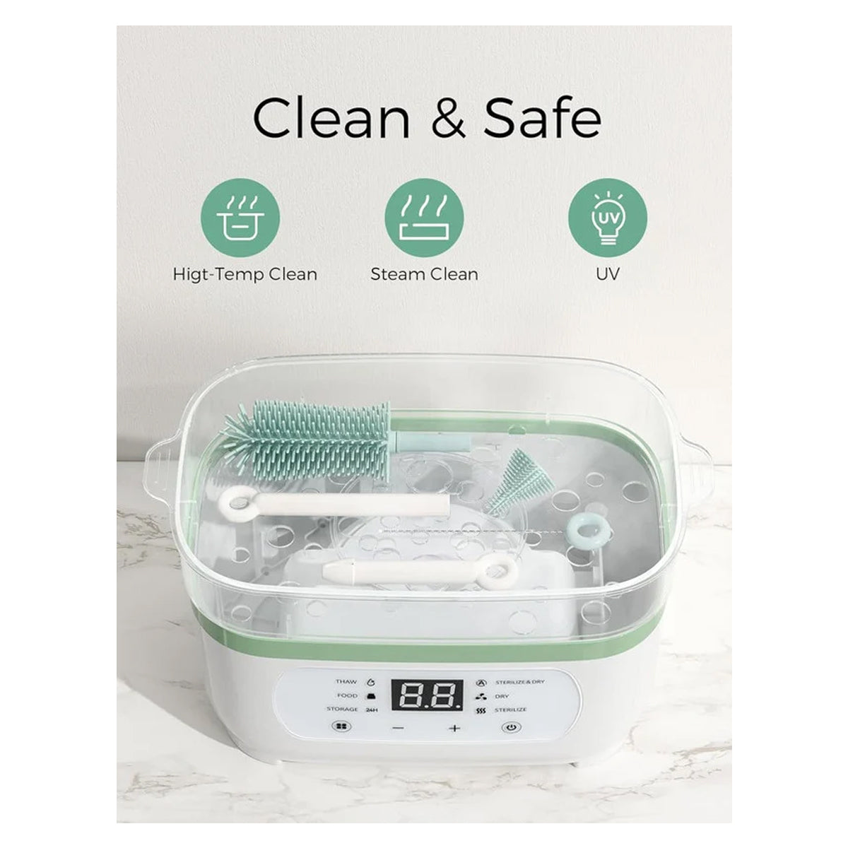 Momcozy 7-in-1 Comprehensive Baby Bottle Cleaning Brush and Drying Rack Set