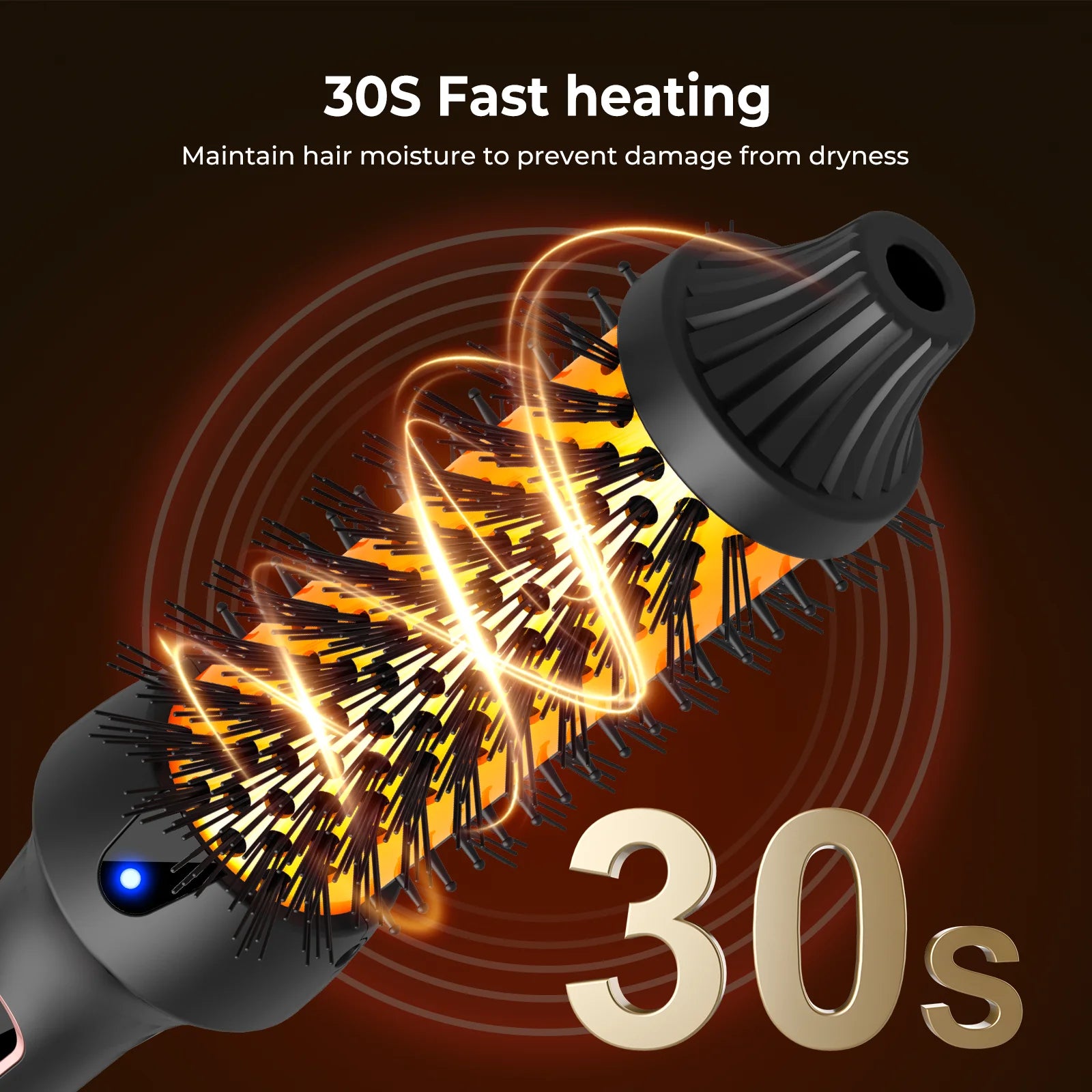 Heating round Brush Thermal Brush Ceramic Curling Iron Hair Styling Tool 9 Temperature Settings Curling Wand Travel Hair Curler