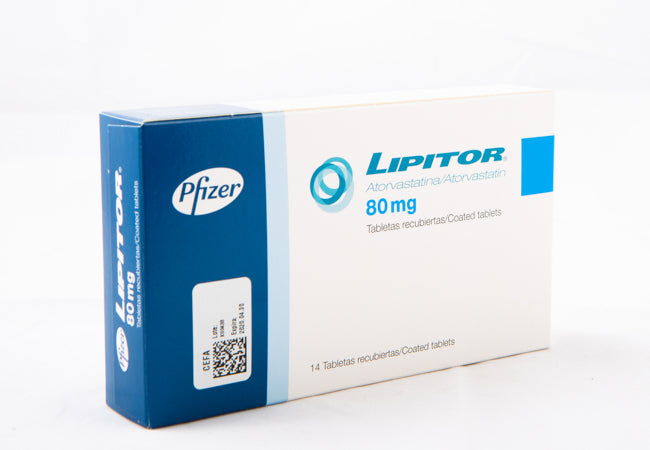 Lipitor 80MG medication box by Pfizer on a white background | health boutique | Jordan