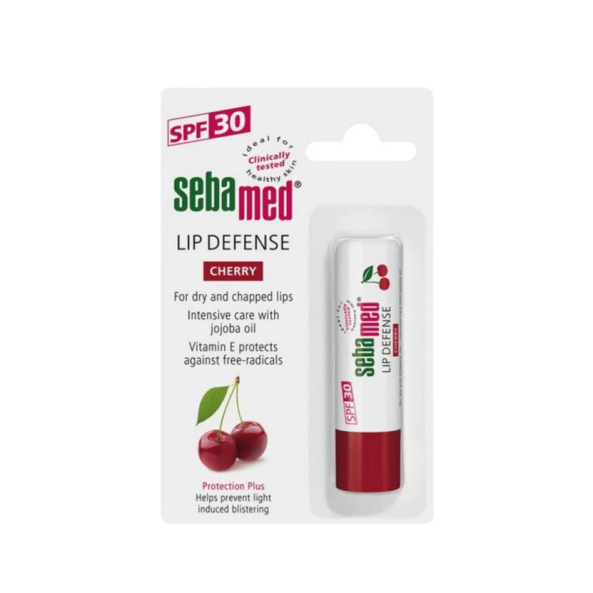 Sebamed Lip Defense Cherry SPF 30 Moisturizing Lip Balm with Vitamin E and Jojoba Oil