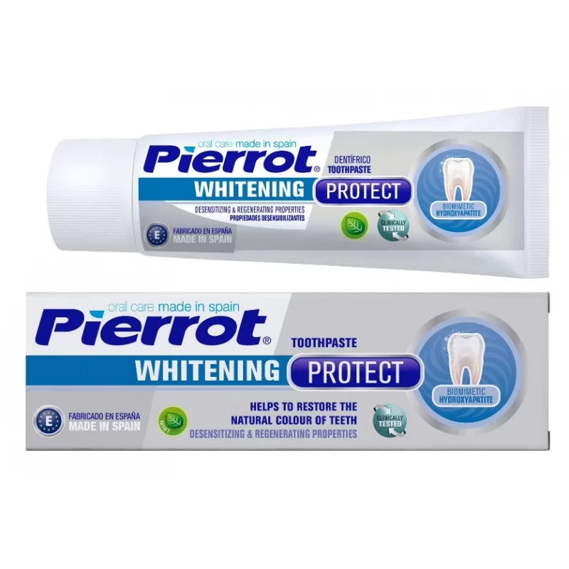 Pierrot Whitening Protect Toothpaste for Sensitive Teeth - 75ml Gentle Enamel-Safe Formula for Daily Use and Fresh Breath