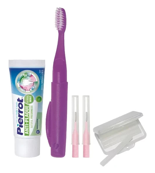 Pierrot Orthodontic Travel Dental Care Kit with Toothbrush, Toothpaste, Wax, and Interdental Brushes