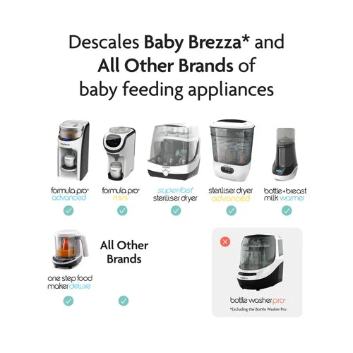 Baby Brezza - Universal Descaling Tablets | Descaler for Formula Makers, Sterilizers & Warmers | 24 Tablets