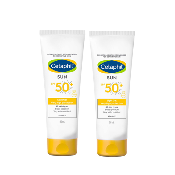Cetaphil Sun Care Light Gel SPF 50+ Broad Spectrum Sunscreen - 50ml (2 Pack Bundle Set)
