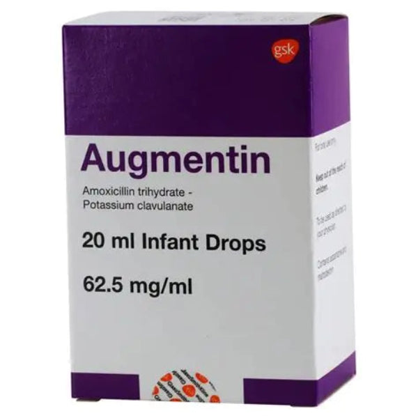 Augmentin Drops 62.5 mg 20 ml amoxicillin clavulanate pediatric antibiotic oral drops