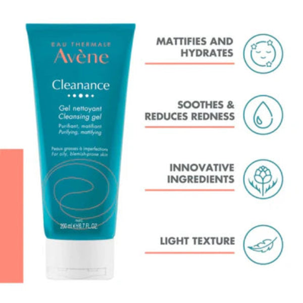 Avene Cleanance Gel 200ml Comedoclastin Zinc Gluconate Purifying Face Cleanser Health Boutique