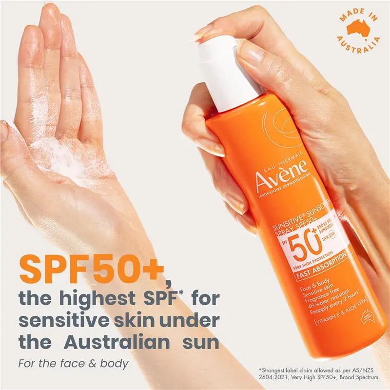 Avene Sunblock Spray SPF 50 Plus Tinosorb M Tinosorb S 200ml Sunscreen Spray Health Boutique