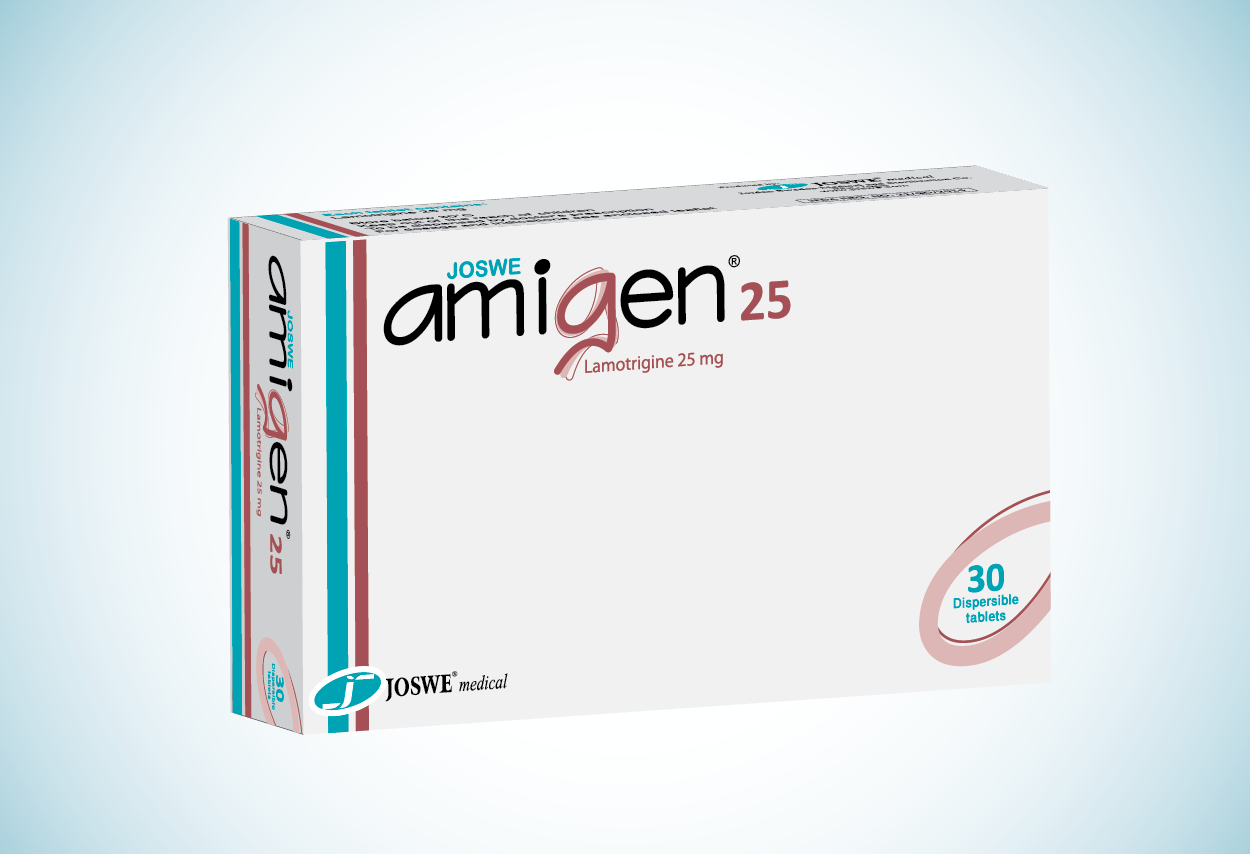 Amigen 25 mg tablets 30 lamotrigine anticonvulsant epilepsy bipolar disorder treatment