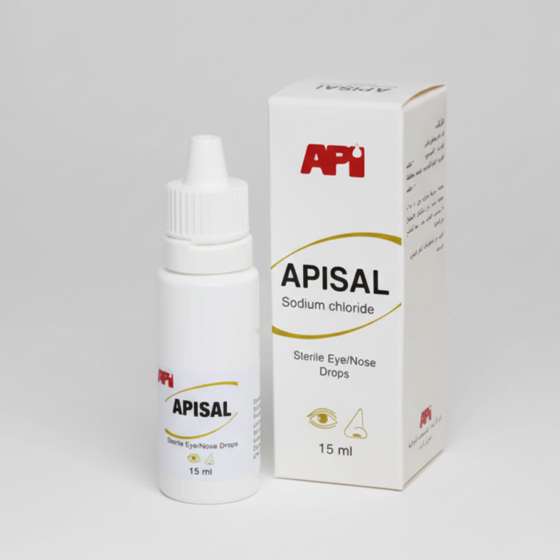 Apisal 0.9% sodium chloride sterile eye and nose drops 15ml saline moisturizing solution Health Boutique