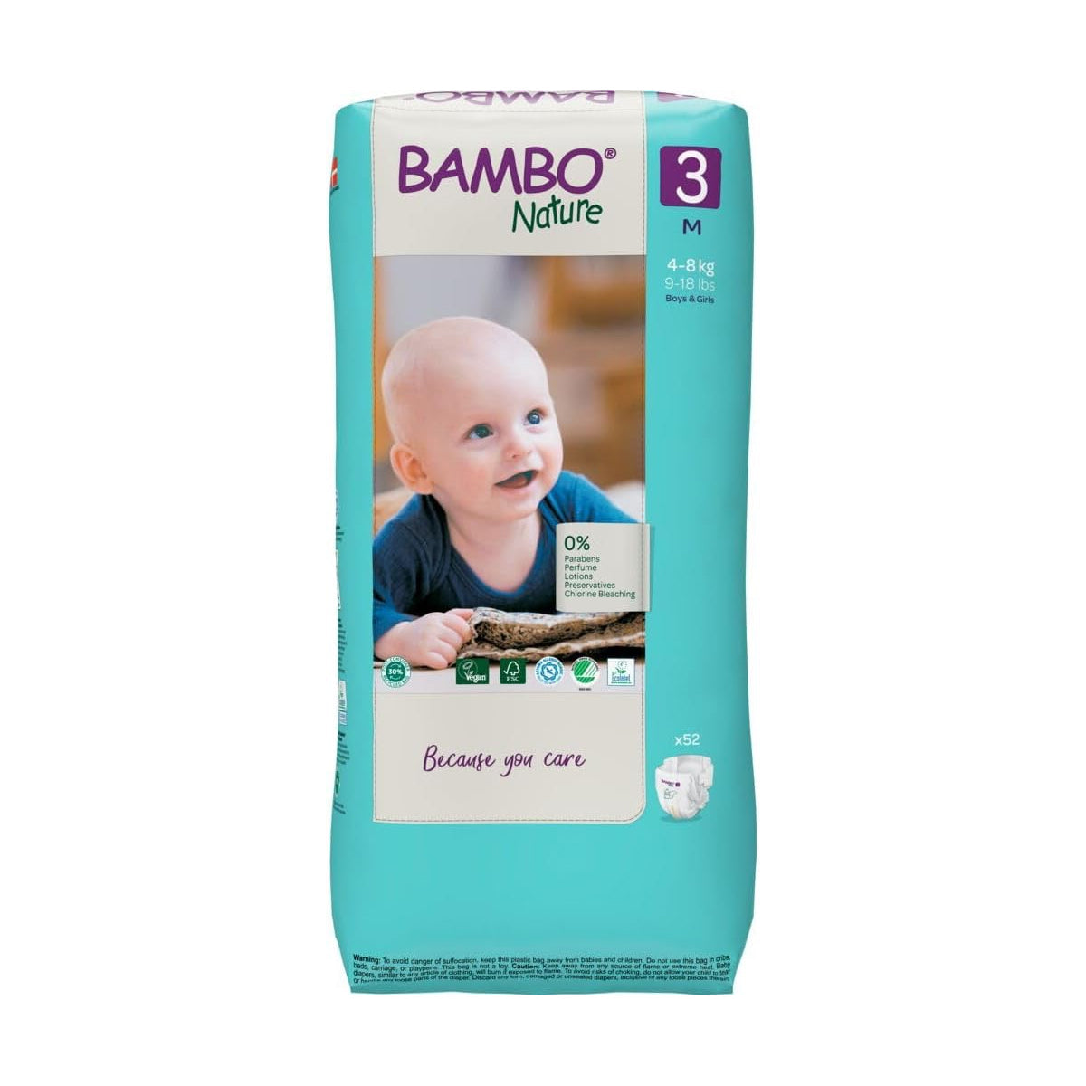 Bambo (Size 3 Medium, 4-8 Kg, 52 Nature Diapers)