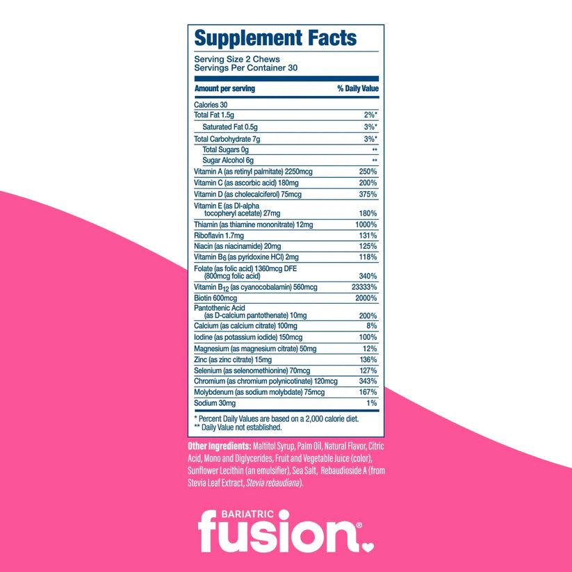 Bariatric Fusion Watermelon Bariatric Multivitamin Soft Chews daily nutritional support 60 soft chews Health Boutique