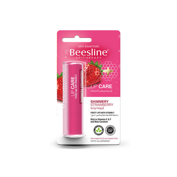 Beesline shimmery strawberry lip balm tinted moisturizing lip care gloss Health Boutique