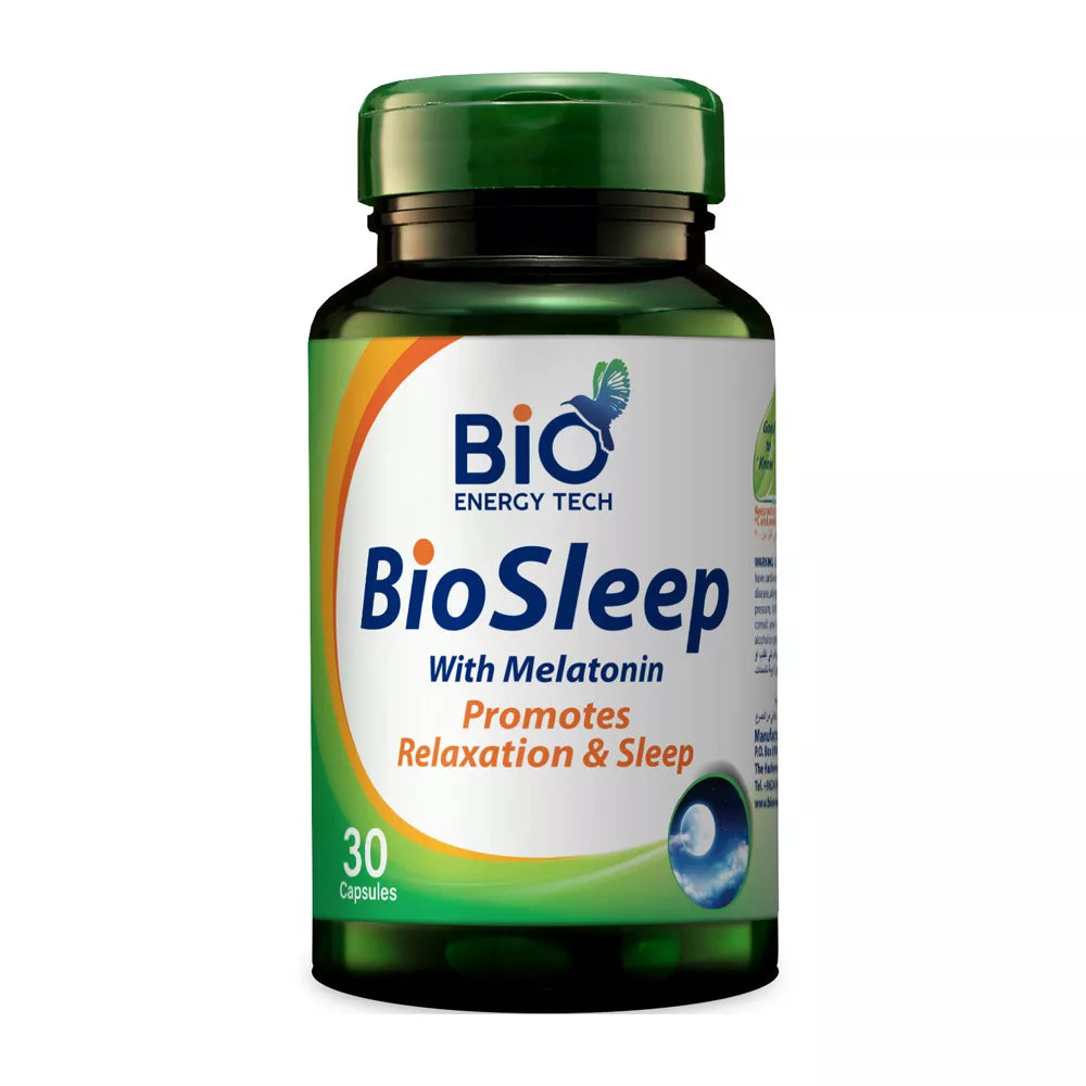 Bio Energy Bio Sleep Melatonin, Lemon Balm & Magnesium Capsules for Natural Relaxation and Sleep Support - Halal Certified Supplement
