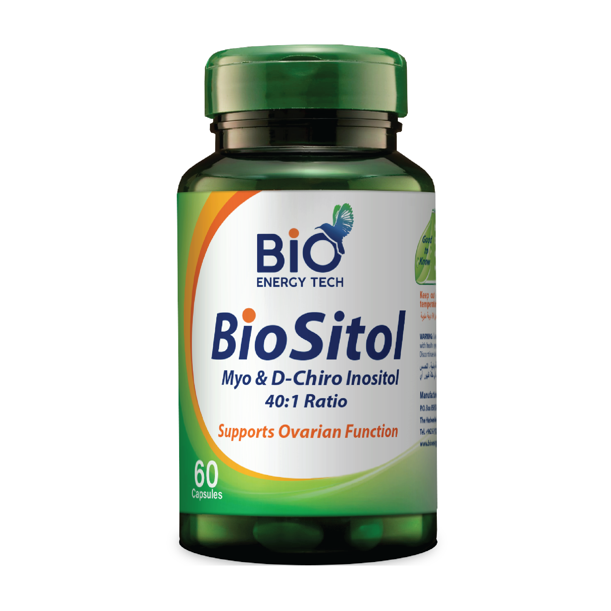Bio Energy Bio Sitol Myo-Inositol & D-Chiro-Inositol 40:1 Supplement for PCOS and Insulin Resistance Support, 60 Capsules, Halal Certified