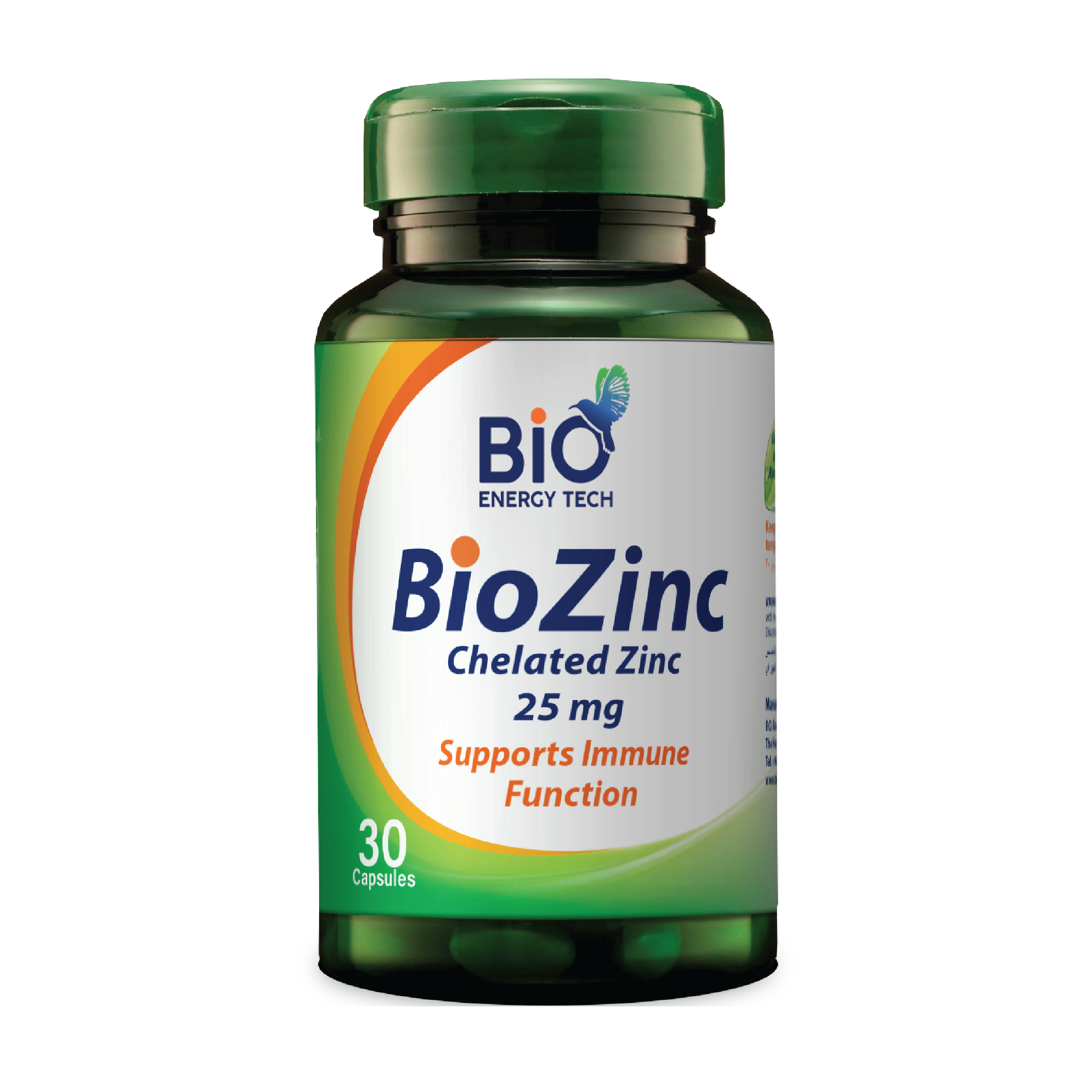 Bio Energy Bio Zinc – High Absorption Zinc Supplement 25 mg for Immune and Skin Support, 30 Capsules, Halal Certified