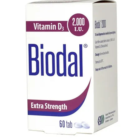 Biodal 2000 IU Vitamin D3 tablets 60 tablets bone and immune support-health boutique Jordan