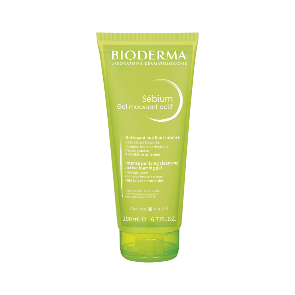 Bioderma Sebium Gel Moussant Actif 200ml salicylic glycolic acid acne cleanser oily skin face wash Health Boutique