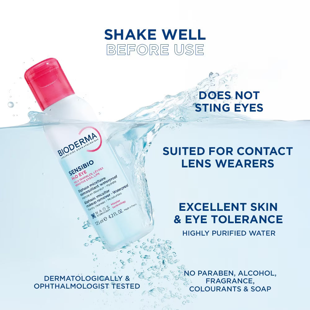 Bioderma Sensibio H2O Eye 125ml waterproof eye makeup remover sensitive eyes Health Boutique