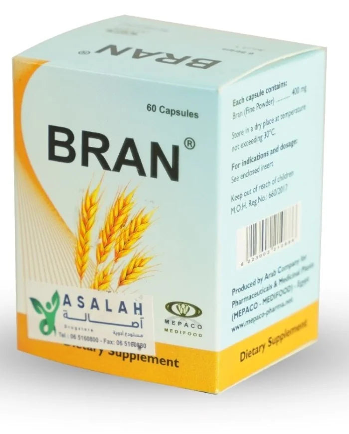 Bran capsules 60 dietary fiber supplement wheat bran digestive health constipation relief bowel regularity natural fiber capsules Health Boutique