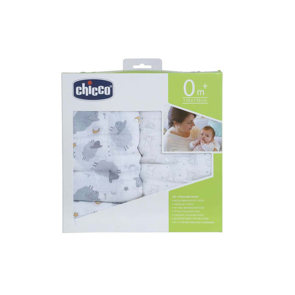Chicco Swaddles Set 2pcs Bear & grey Sheep