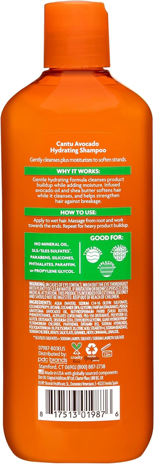 Cantu Avocado Hydrating Shampoo 400ml moisturizing shampoo for curly textured hair Health Boutique