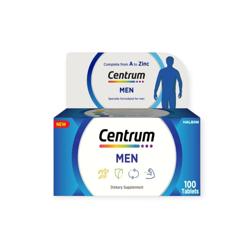 Centrum Men Multivitamin – 30 & 100 Tablets tailored for men’s energy, immunity and muscle health. Available at HealthBoutiqueJo.com Jordan.