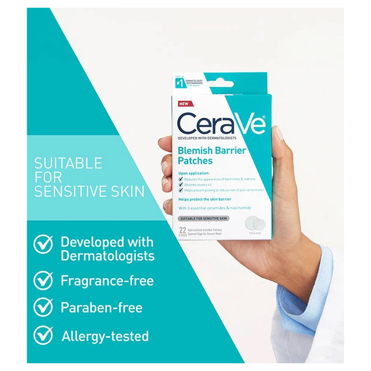 CeraVe hydrocolloid ceramide niacinamide blemish acne patches 22 pcs skin barrier treatment Health Boutique