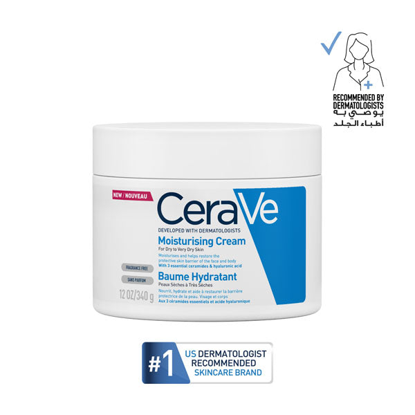 CeraVe ceramides hyaluronic acid moisturizing cream 340g dry skin barrier repair face and body cream Health Boutique