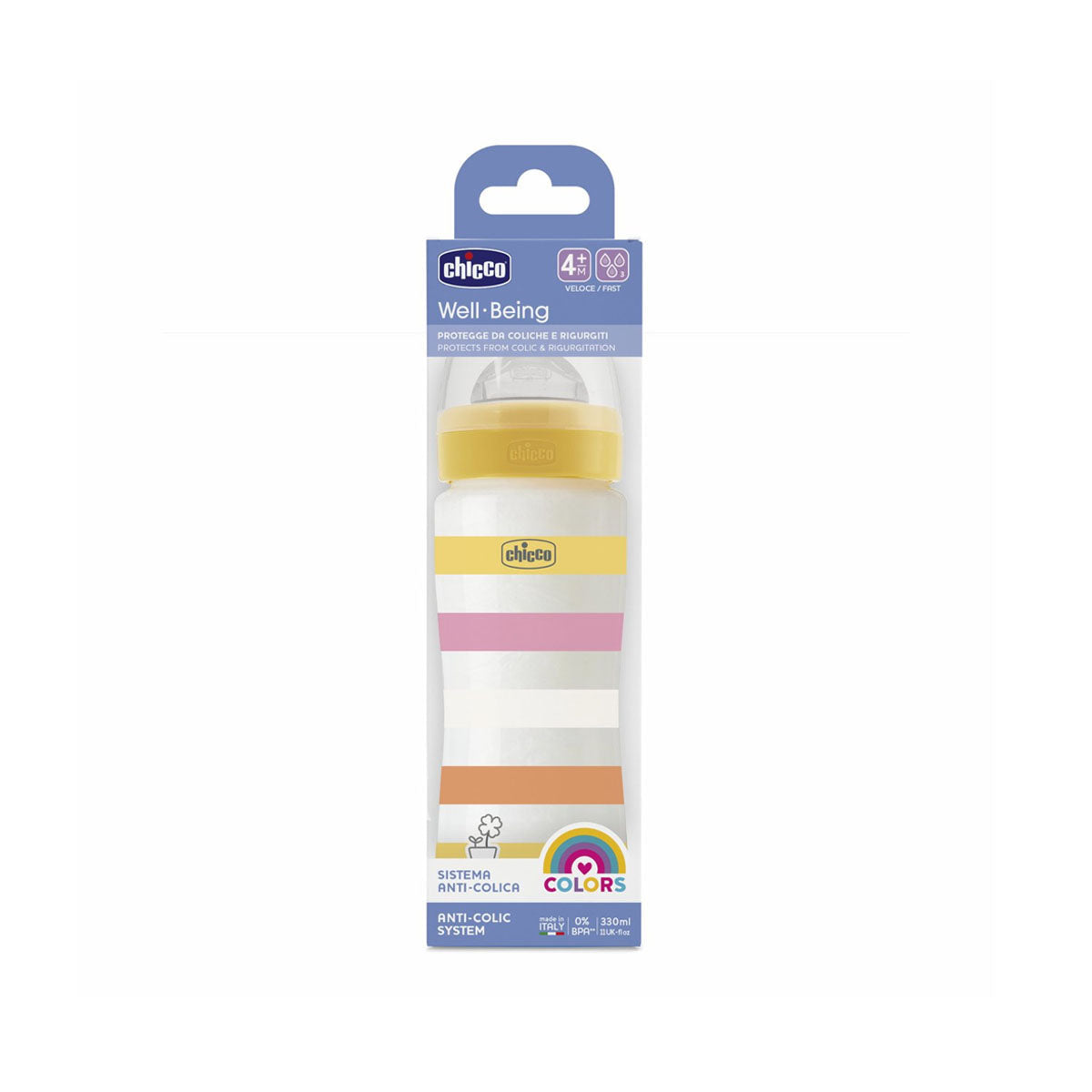 Chicco Biberon Natural Feeling 330ml Anti-Colique Rose 6 Mois+ - Lot De 2