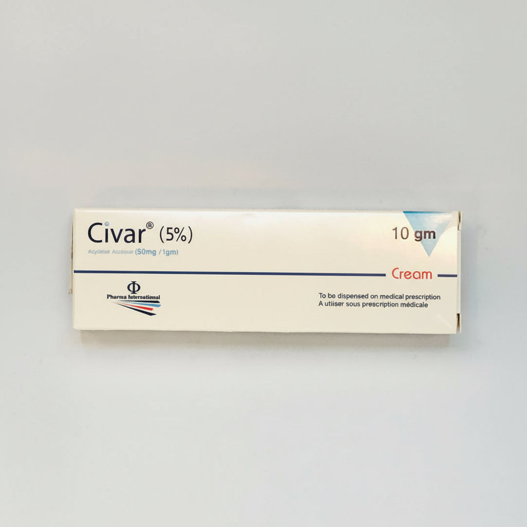 Civar 5% cream acyclovir antiviral cold sores herpes simplex skin infection treatment topical antiviral cream Health Boutique
