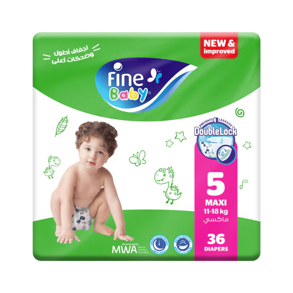 Fine Baby (Size 5 Maxi, 11-18 Kg, 36 Diapers) - health boutique