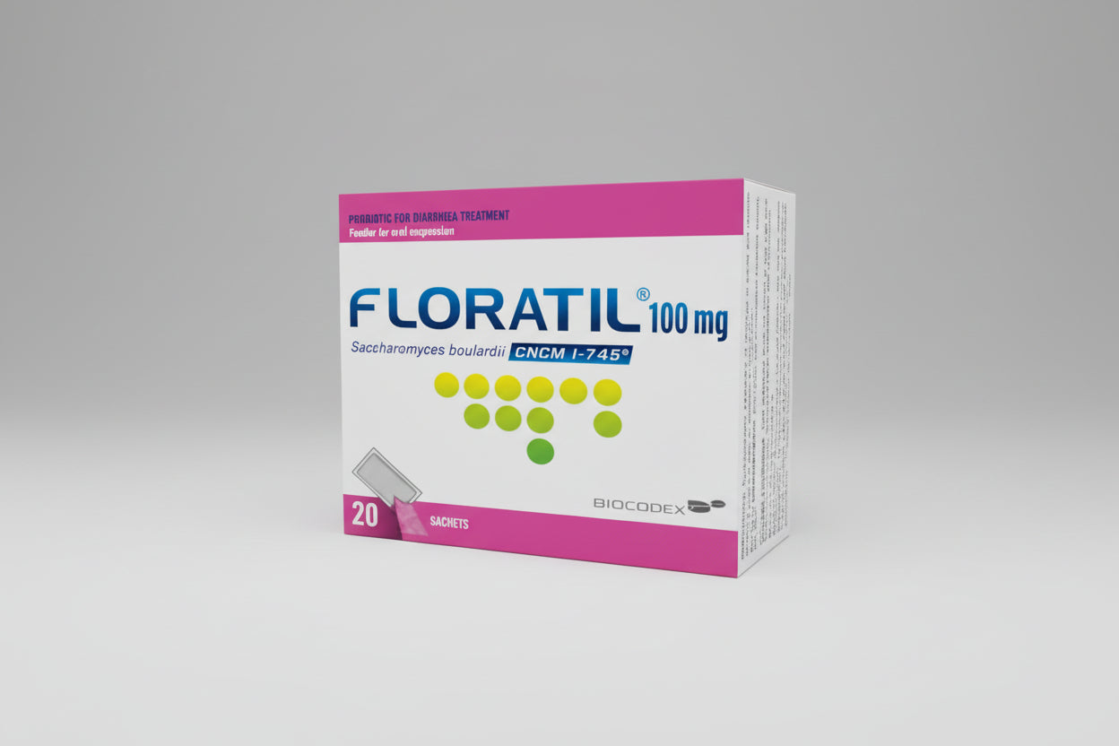 Floratil 100 mg sachet 20 Saccharomyces boulardii probiotic for gut flora balance