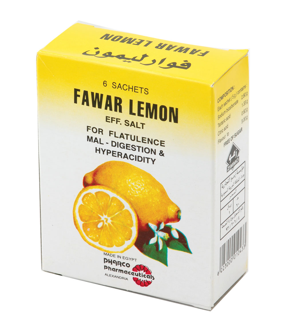 Fawar Lemon effervescent powder 6x5g sachets digestive support