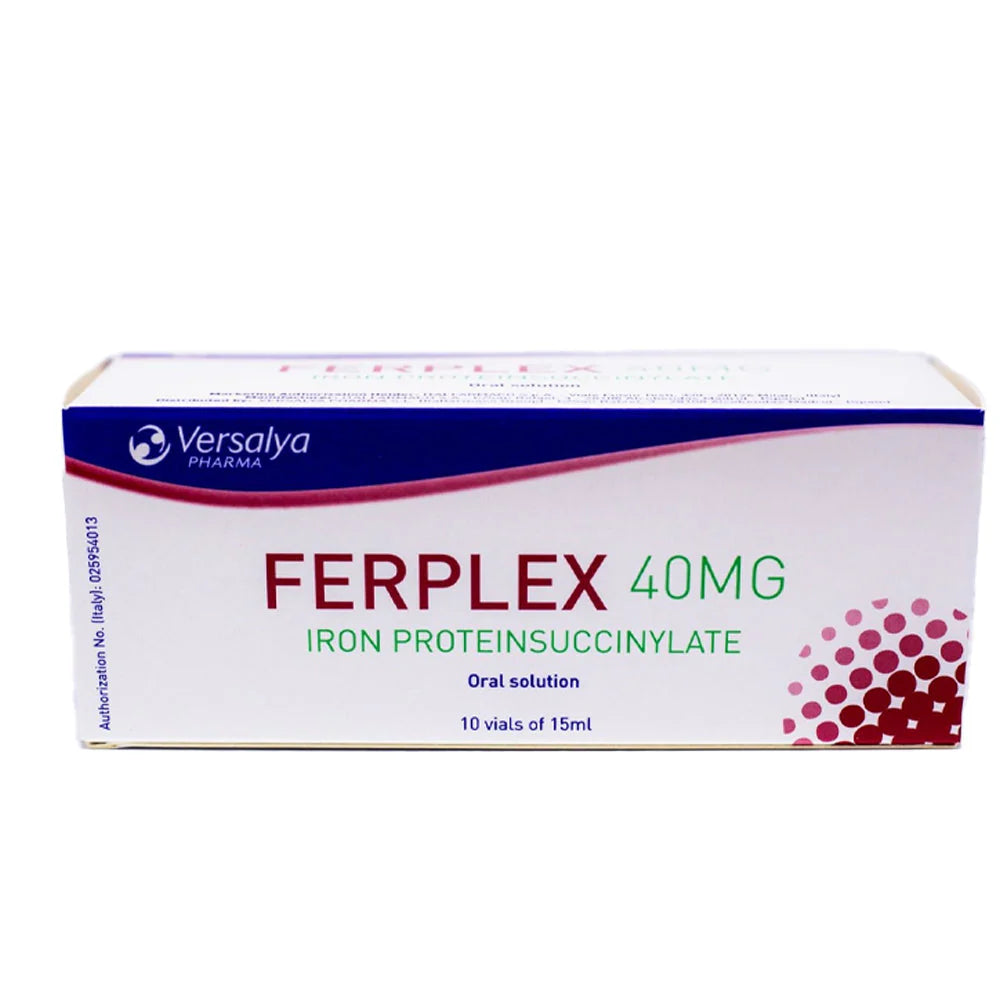 Ferplex ferric proteinsuccinylate 40mg oral solution vials 10 iron anemia treatment liquid supplement Health Boutique