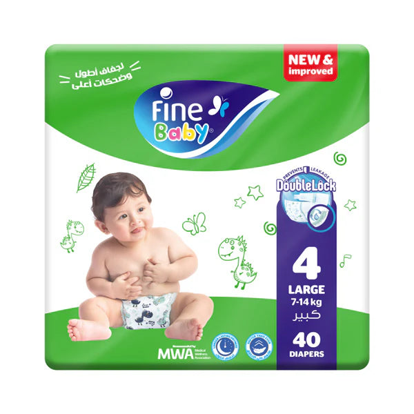 Fine Baby Size 4 Large 7-14 Kg 40 Diaper- health boutique
