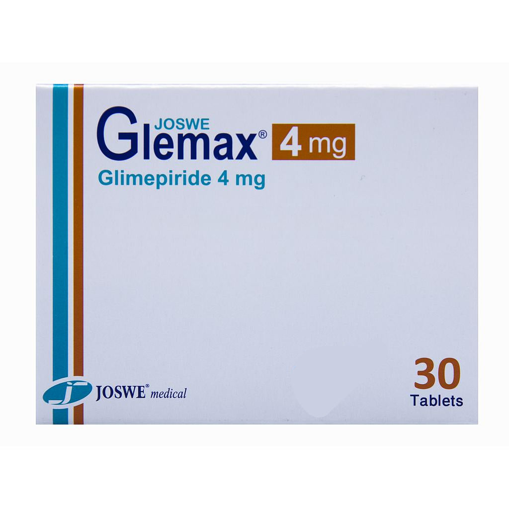 Glemax 4 mg 30 tablets glimepiride type 2 diabetes medication