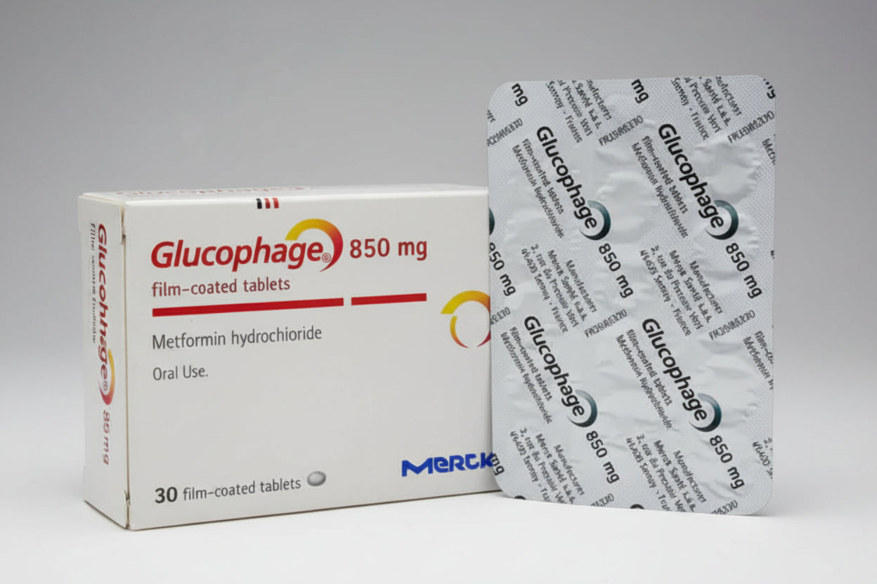 Glucophage 850 mg Retard 30 tablets prolonged release metformin XR blister pack