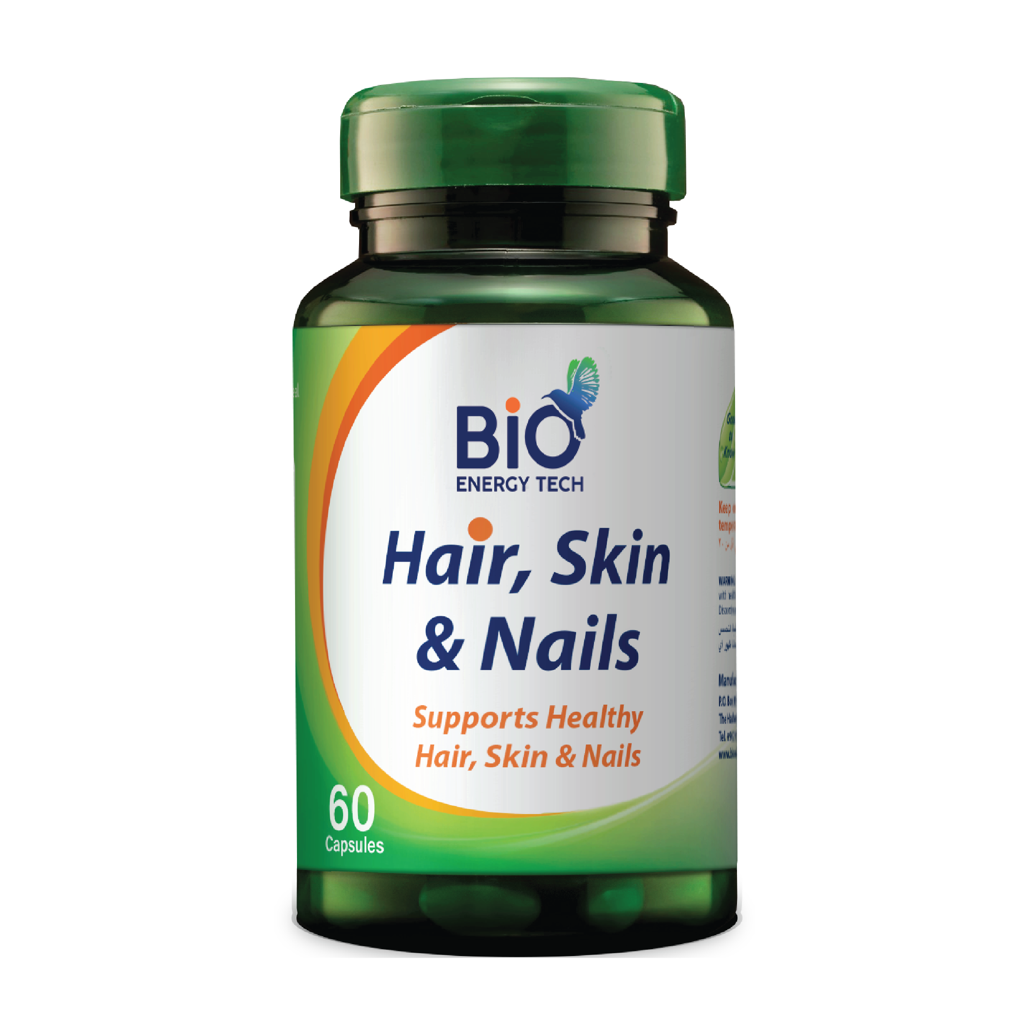 Bio Energy Hair, Skin & Nails Complete Beauty Formula Supplement - 60 Capsules, Halal Certified, Premium Health Support, Daily Wellness, Beauty Nutrition, Bio Energy Supplement