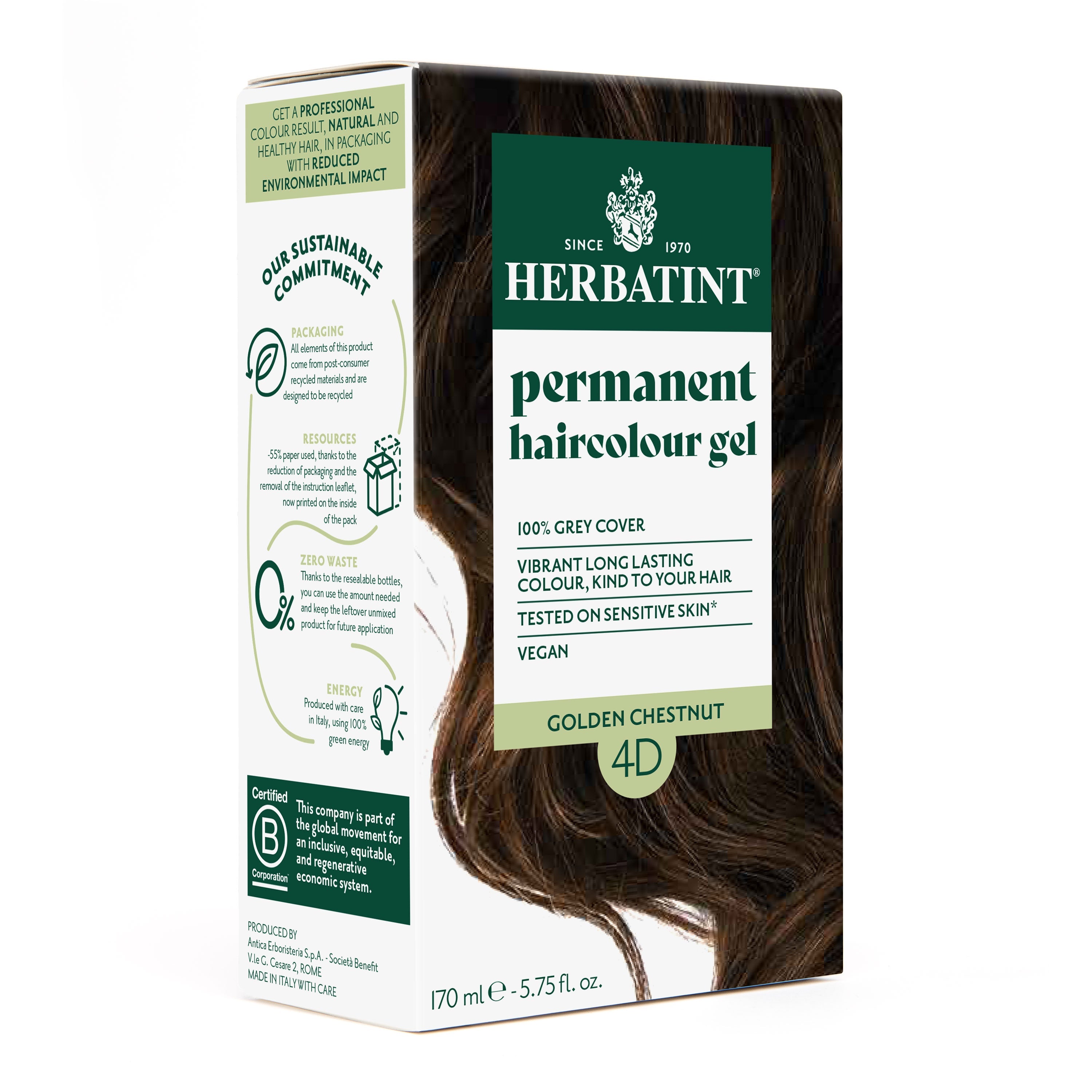 Herbatint 4D Golden Chestnut permanent hair dye golden shine grey coverage 170ml Health Boutique