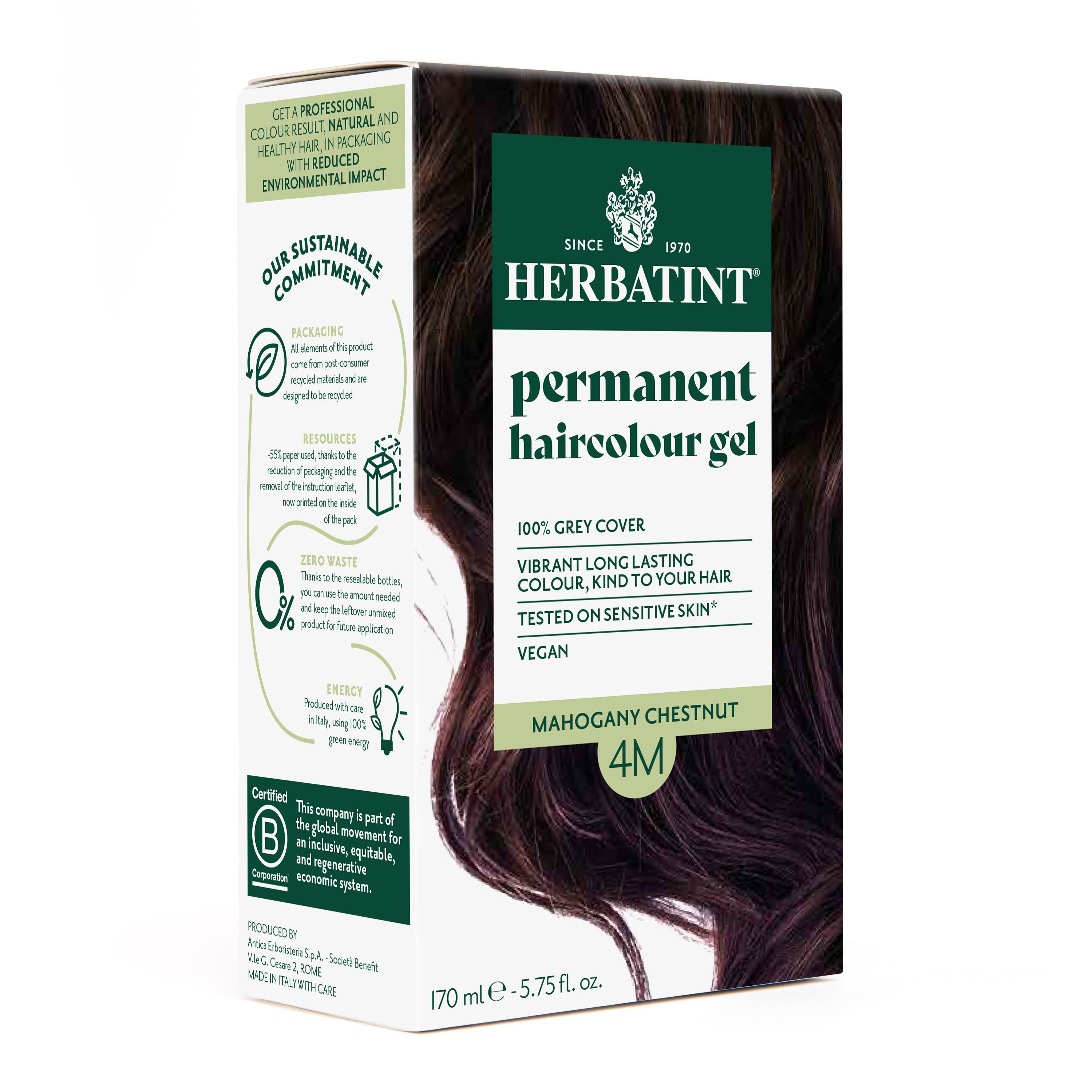 Herbatint 4M Mahogany Chestnut permanent hair dye grey coverage shine 170ml Health Boutique