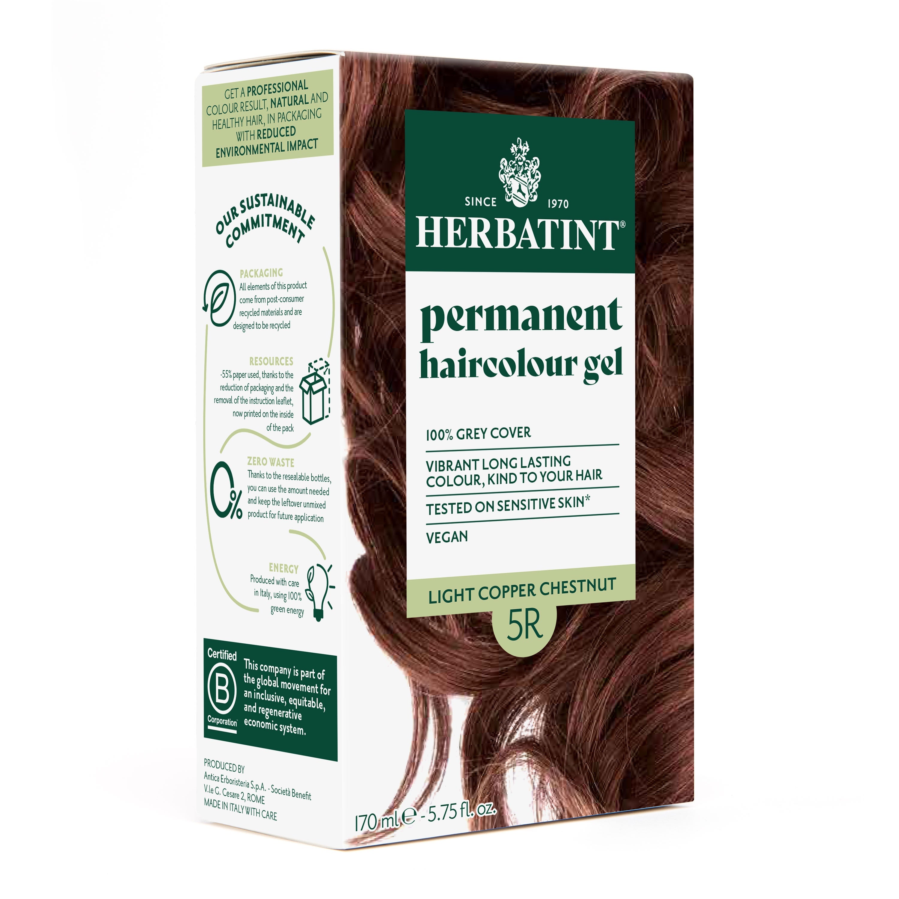 Herbatint 5R light copper chestnut ammonia-free permanent hair dye gel 170ml warm copper tones Health Boutique