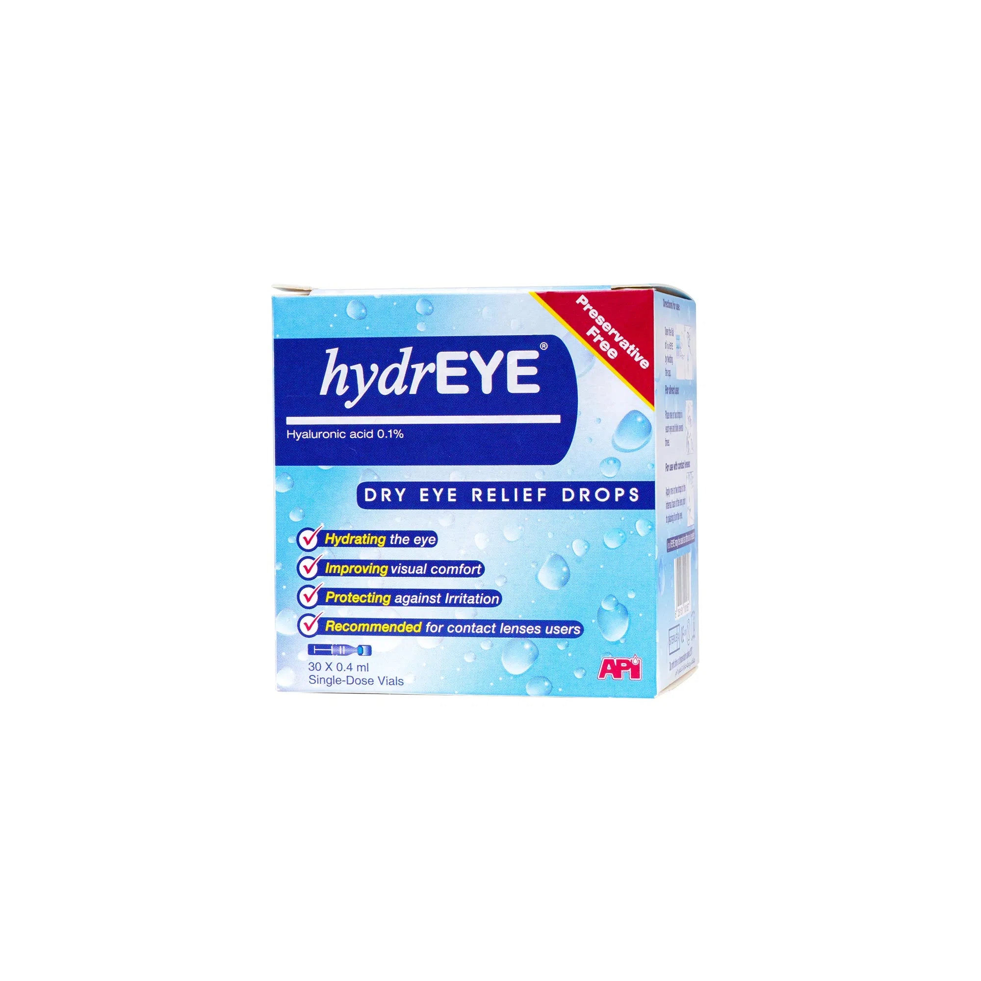 Hydreye SDU eye drops 30x0.4ml preservative free artificial tears dry eye relief lubricating eye drops sensitive eyes Health Boutique