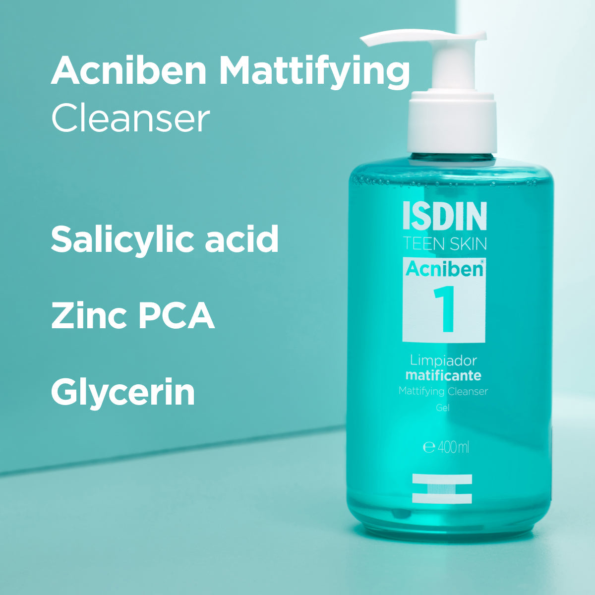 ISDIN Acniben Mattifying Cleanser 400ml salicylic acid zinc PCA oily skin face wash acne cleanser Health Boutique