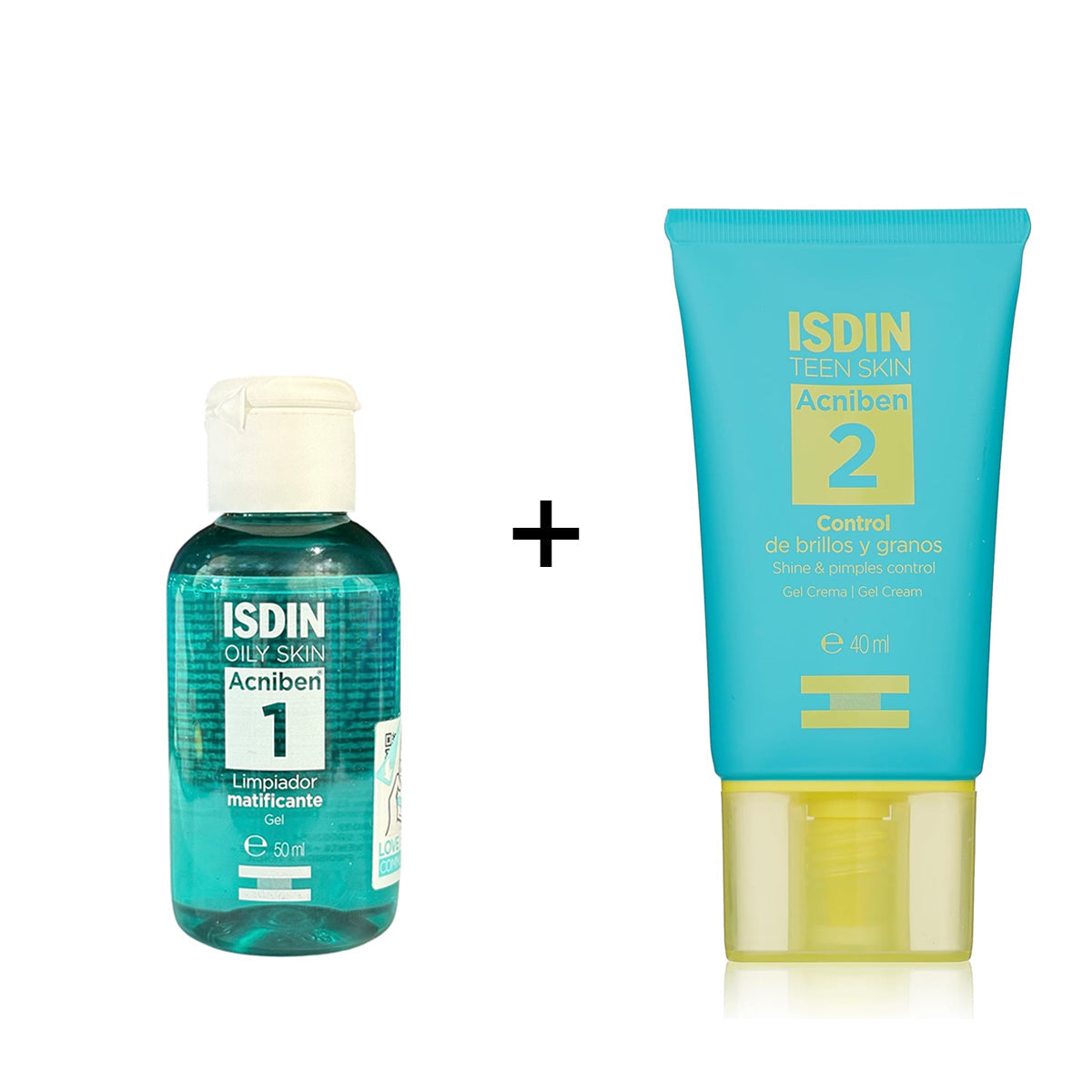 ISDIN Acniben Shine And Spot Control Gel Cream 40ml Mattifying Cleanser 50ml acne skincare set oil control Health Boutique
