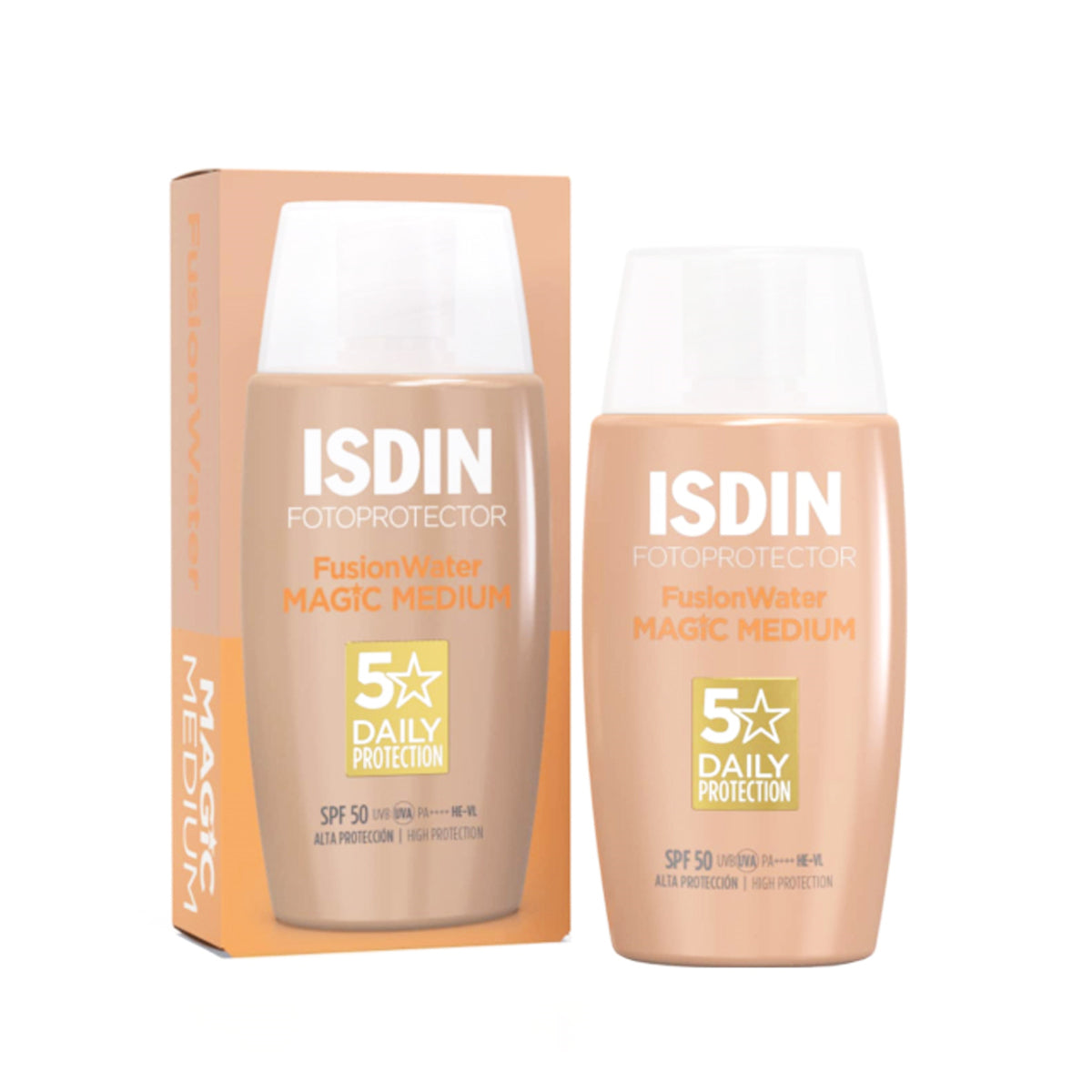 ISDIN Fusion Water Color Medium SPF 50 50ml tinted sunscreen hyaluronic acid vitamin E medium coverage Health Boutique