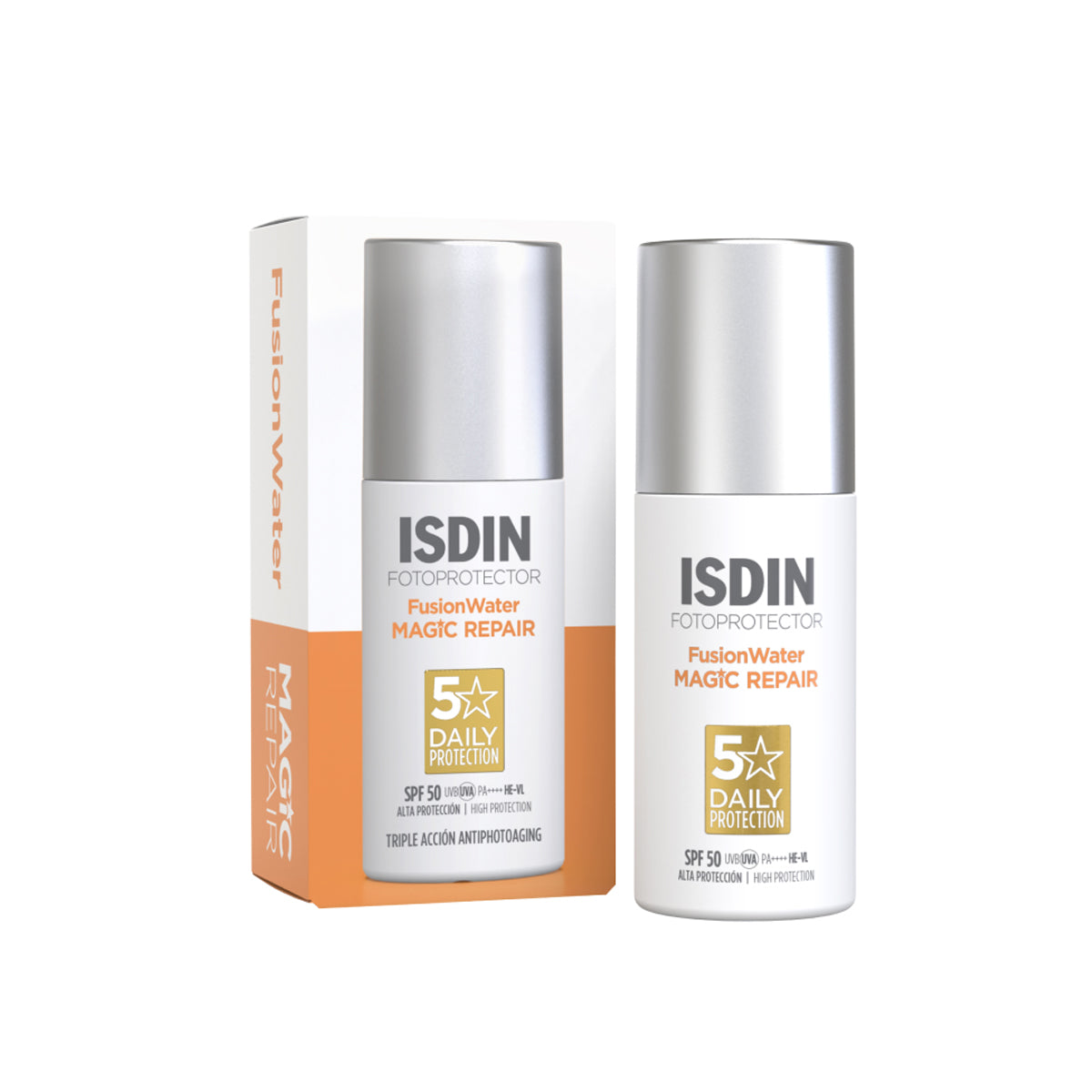 ISDIN Fusion Water Magic Repair SPF 50 50ml DNA repair sunscreen hyaluronic acid peptides face fluid Health Boutique