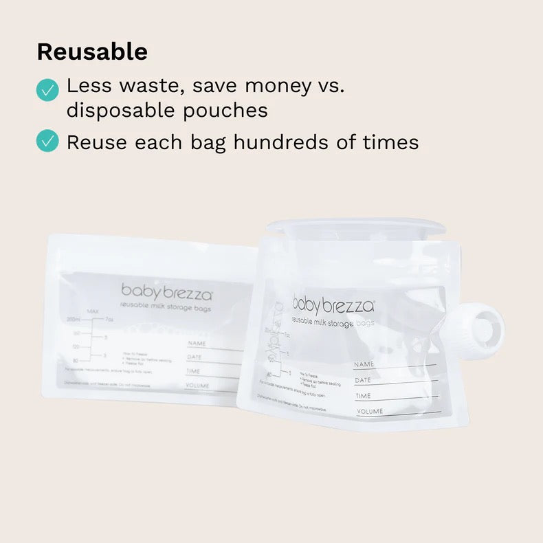 Baby Brezza - Reusable Milk Storage Bags w Filling Funnel | 10 Pack