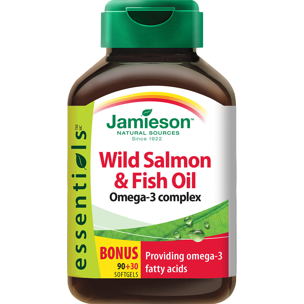 Jamieson wild salmon fish oil omega 3 complex EPA DHA heart brain joint support capsules Health Boutique