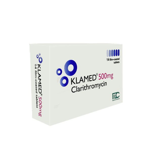 Klamed 500 mg tablets clarithromycin macrolide antibiotic 14 tablets